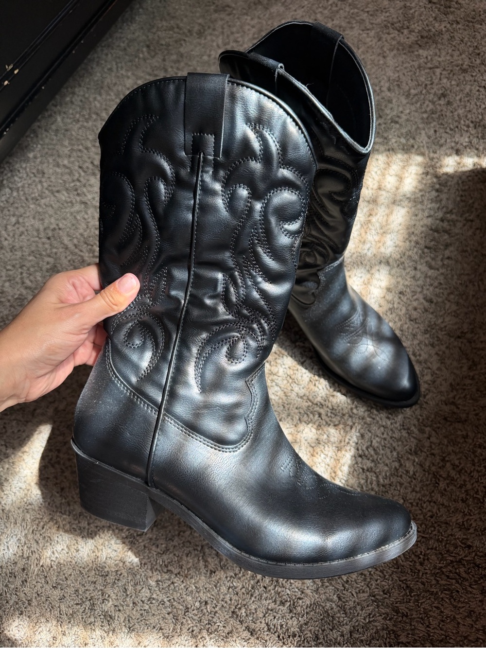Women's Black Western Mid-Calf Boots